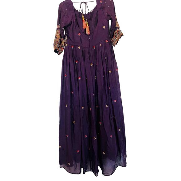NWT Virmoya Wine Anarkali Suit with Beaded Sash size XL - Picture 9 of 14
